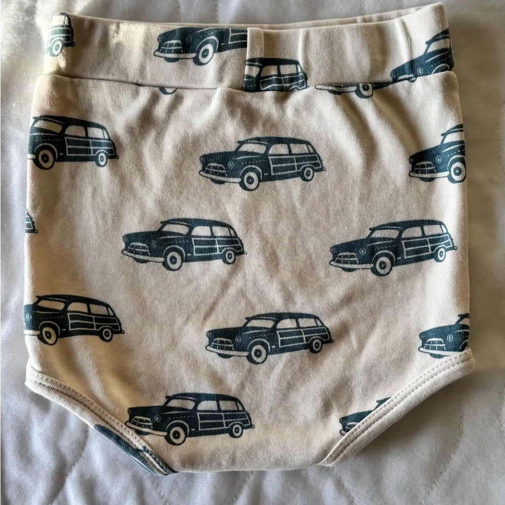 Kate Quinn Organic Cotton Baby Bloomer Shorts – 18–24 Months – Vintage Car Print